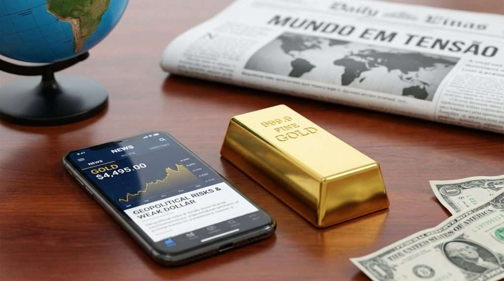 Ouro despenca com tensão no Estreito de Ormuz impulsionando o dólar