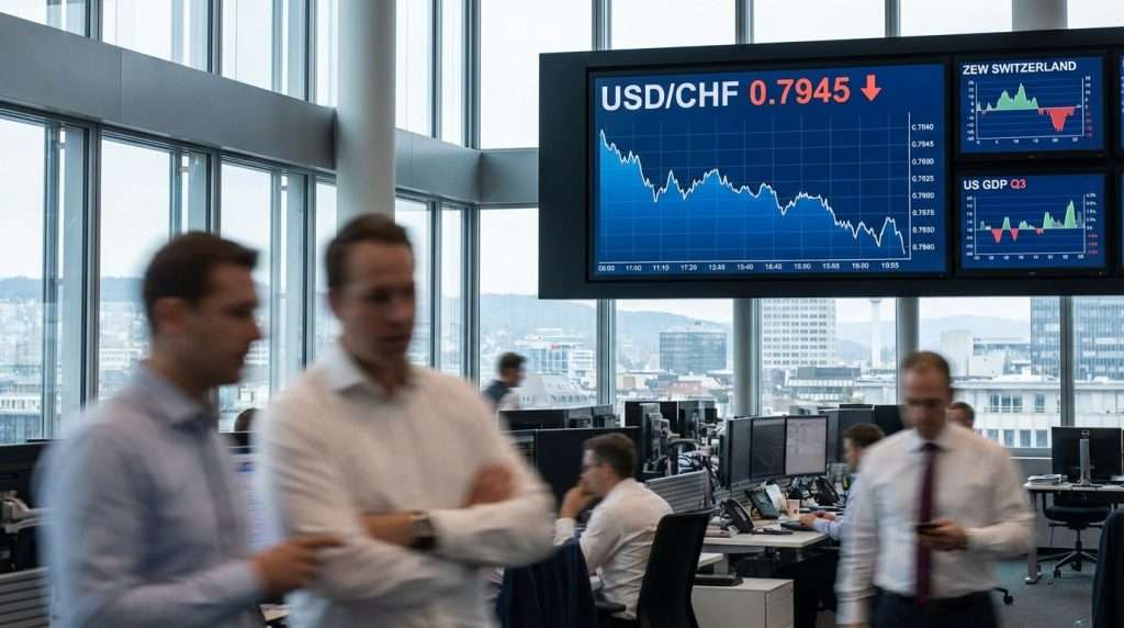 USD/CHF cai abaixo de 0,7950 enquanto traders acompanham pesquisa ZEW suíça e o PIB dos EUA do terceiro trimestre