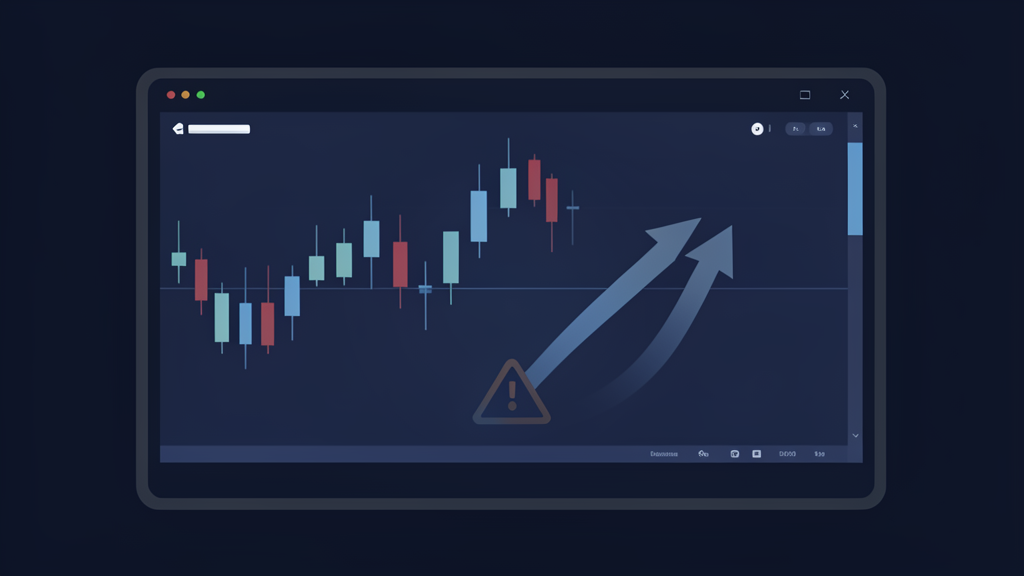 Ilustração financeira com gráfico abstrato, bifurcação e sinal de alerta sobre opções binárias